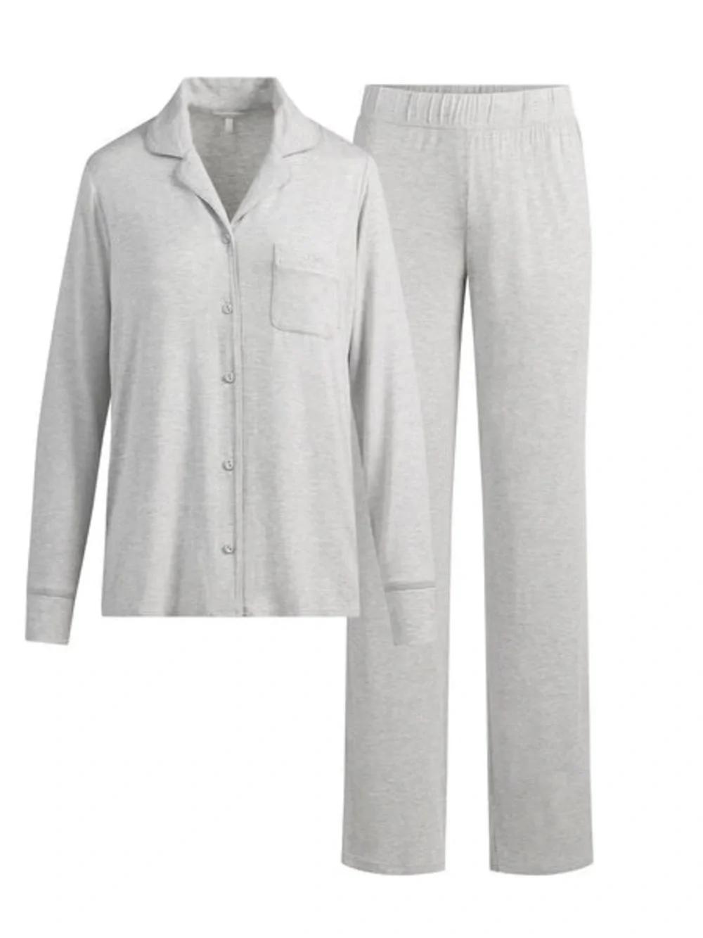 SKIMS Light Heather Grey Long-sleeve Sleep Set - Picture 3 of 5